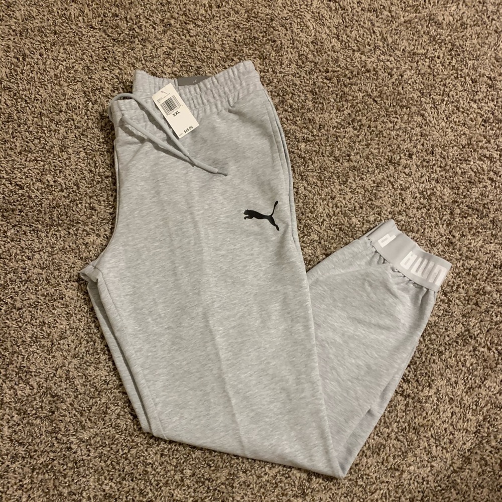 Heather grey tapered ankle fit joggers- PUMA
